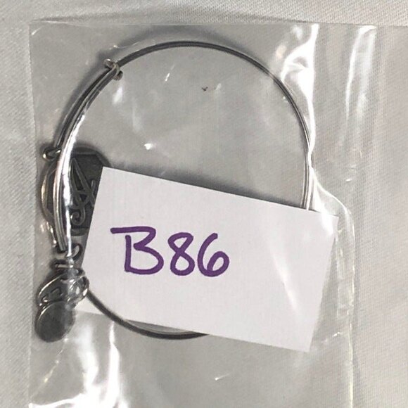 Alex & Ani A Initial Charm Silver Tone Adjustable Bracelet - Picture 3 of 4